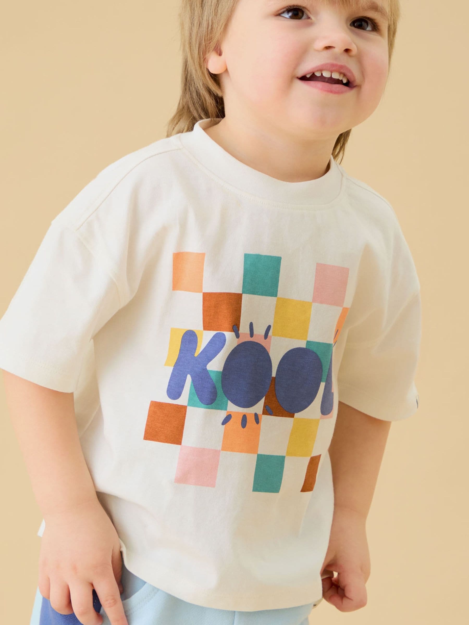 KIDLY by MORI Cream Kool Oversized Soft Cotton Cream T-Shirt image 1