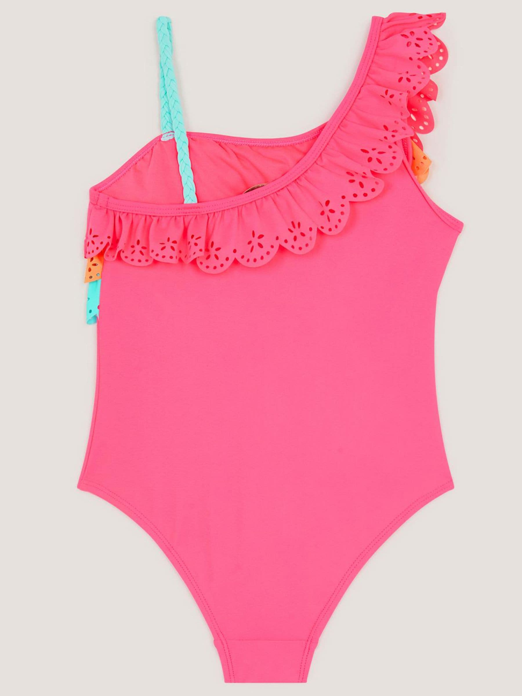 Monsoon Pink Asymmetrical Broderie Tier Swimsuit image 3