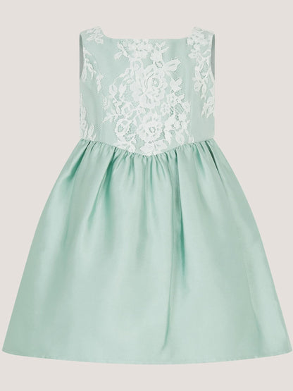 Monsoon Sage Green Baby Juno Lace Satin Dress image 1