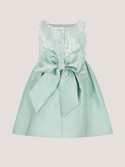 Monsoon Sage Green Baby Juno Lace Satin Dress image 2