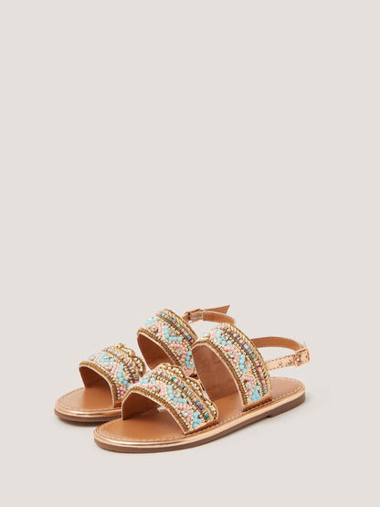 Monsoon Blue Double Strap Beaded Sandals image 1