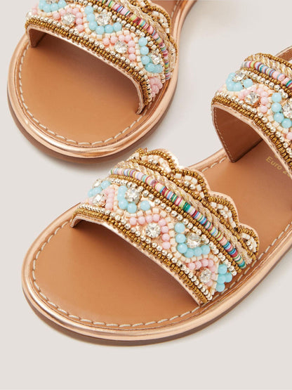 Monsoon Blue Double Strap Beaded Sandals image 3