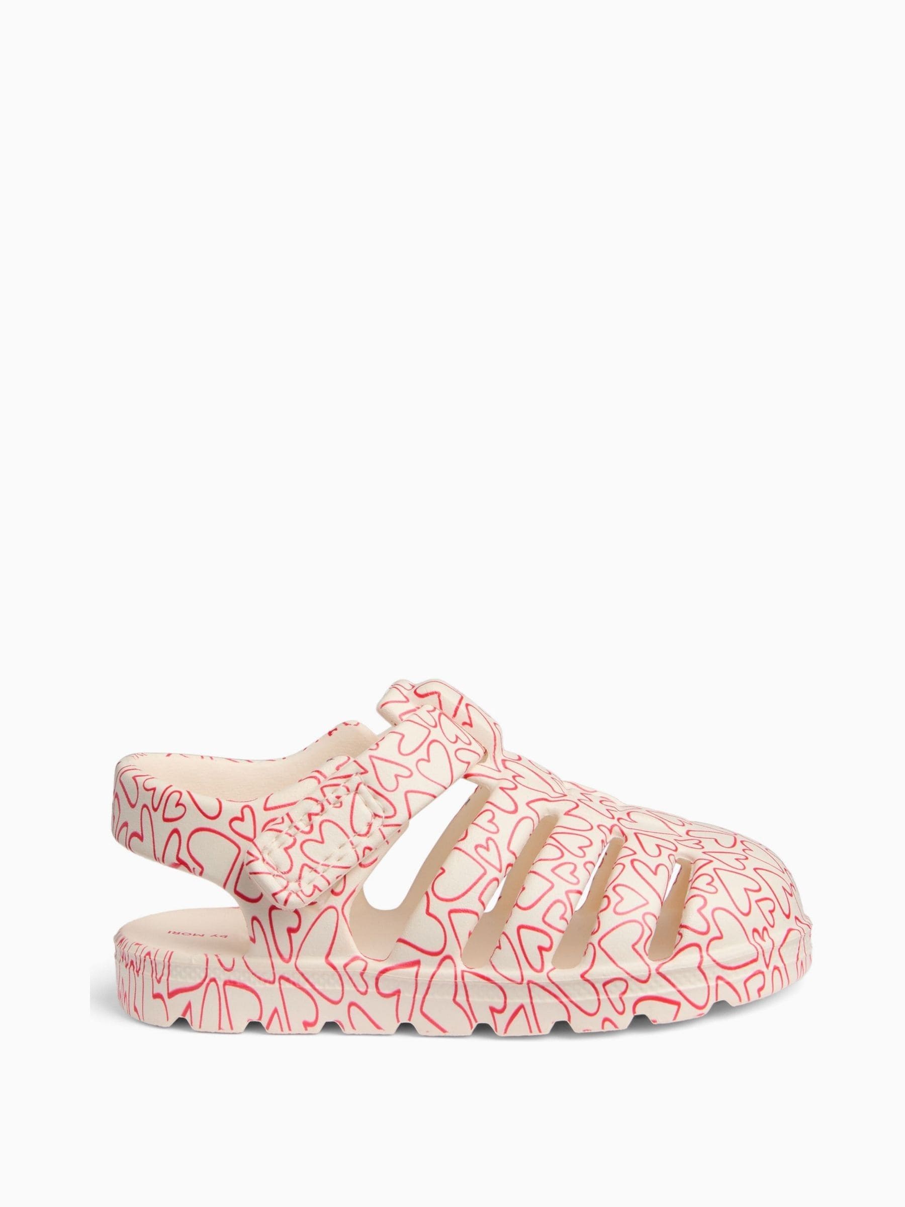 KIDLY by MORI Cream Soft Foam Clog Heart Print Sandals image 3