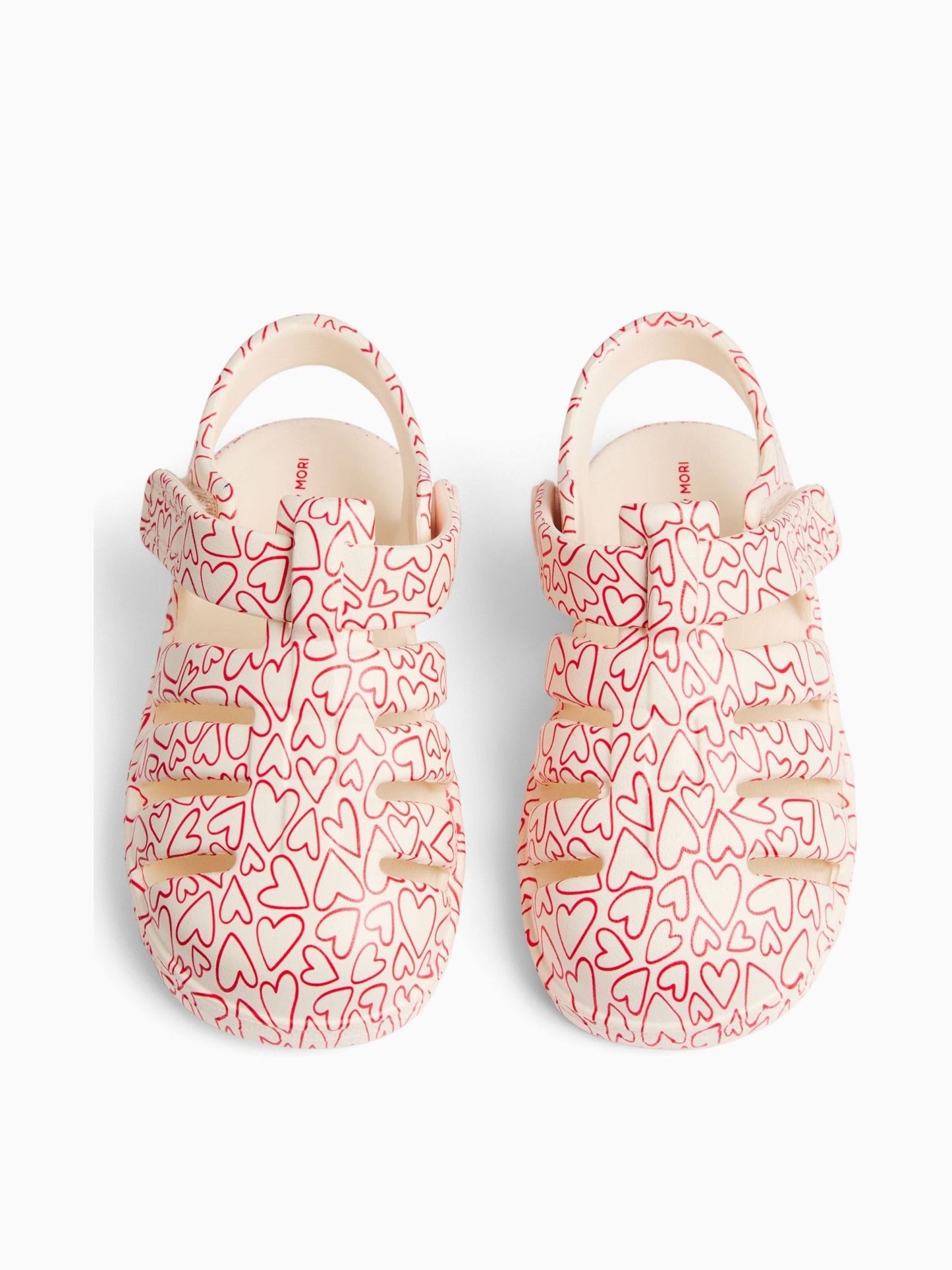 KIDLY by MORI Cream Soft Foam Clog Heart Print Sandals image 5