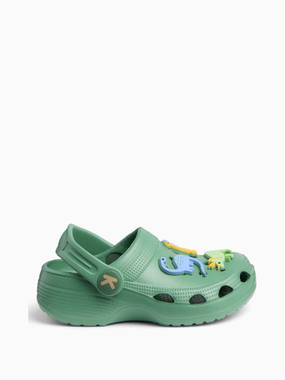 KIDLY by MORI Green Soft Foam Clog Dino Green Sandals image 2