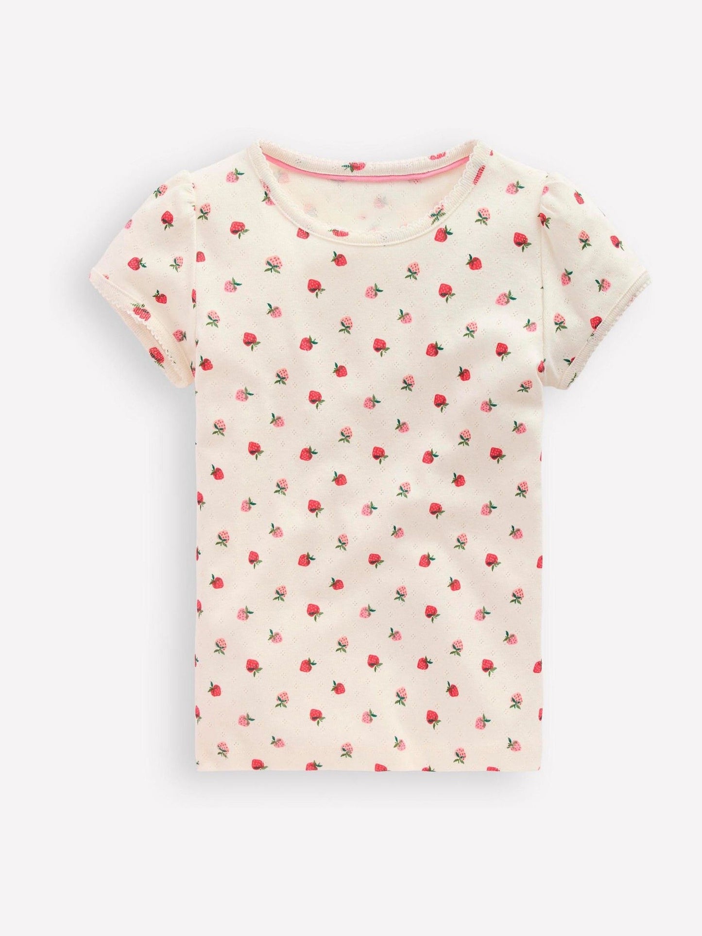 Boden Cream Short Sleeve Pointelle Top image 1