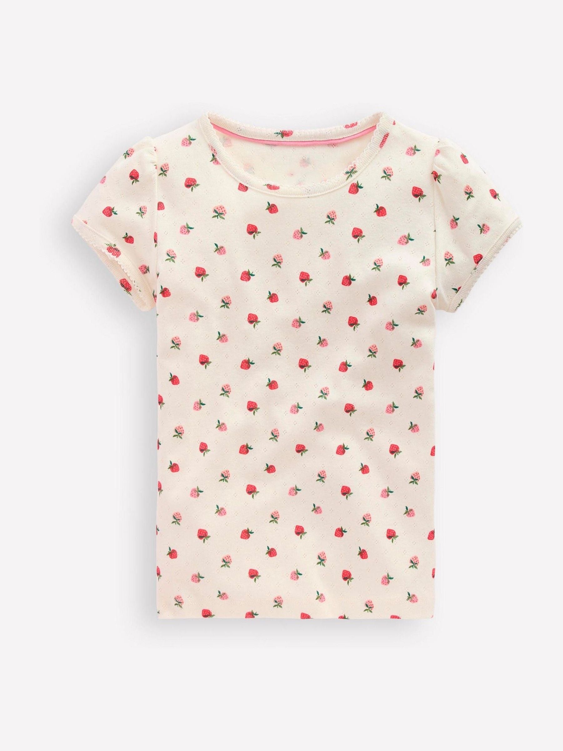 Boden Cream Short Sleeve Pointelle Top image 1