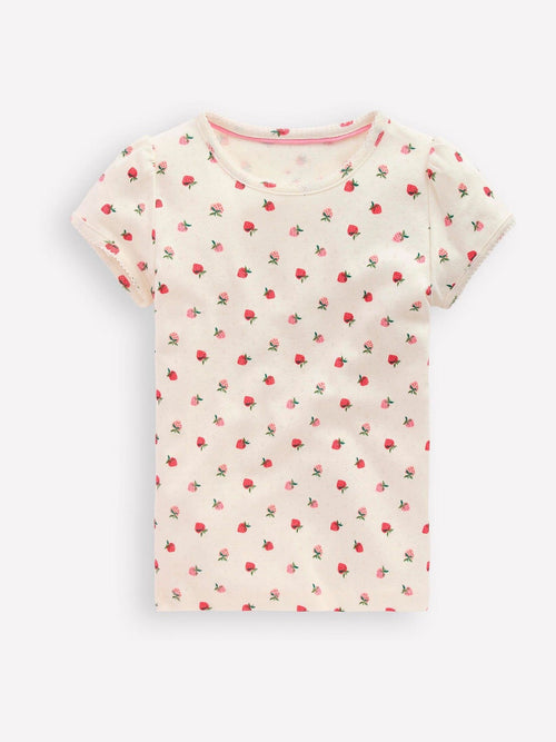Boden Cream Short Sleeve Pointelle Top image 1