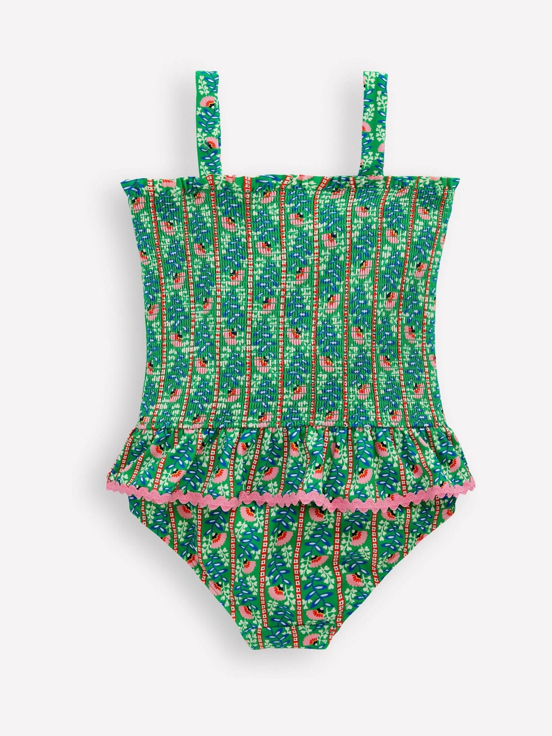 Boden Green Peplum Smocked Swimsuit image 2