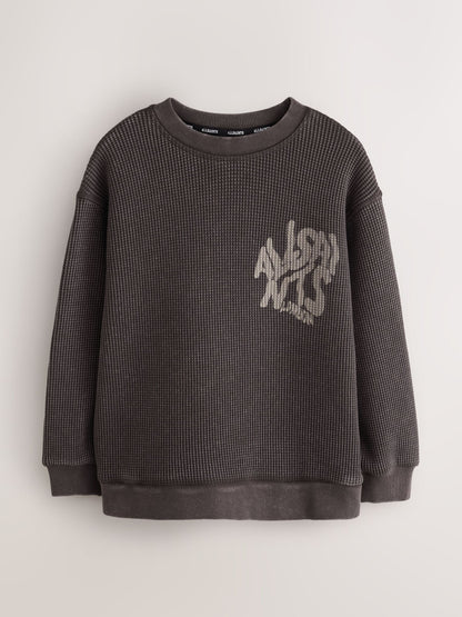 smALLSAINTS Brown Orlando Oversized Waffle Sweatshirt - image 1