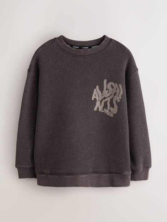smALLSAINTS Brown Orlando Oversized Waffle Sweatshirt - image 1