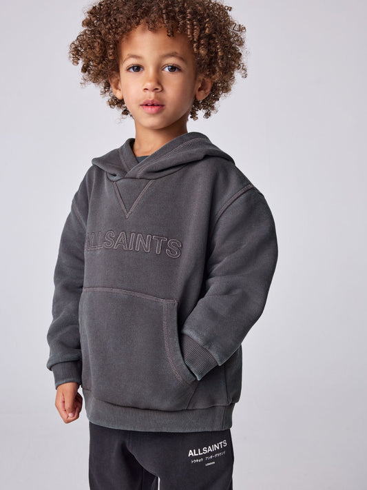 smALLSAINTS Charcoal Grey Block Logo Oversized Washed Hoodie - image 1