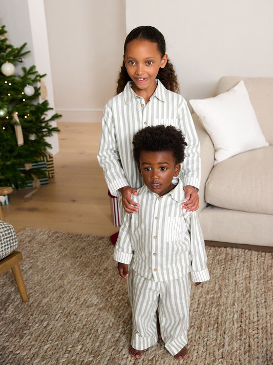 Green Hedben Stripe Yard Christmas Matching Family Pyjamas (9mths-16yrs) - image 1