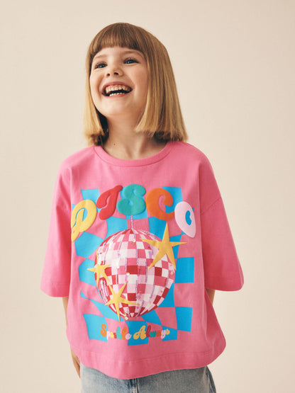 Dsiney Kidz - Pink Disco Sequin T-Shirt (3-16yrs) image 1