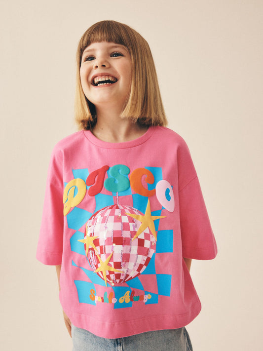 Dsiney Kidz - Pink Disco Sequin T-Shirt (3-16yrs) image 1