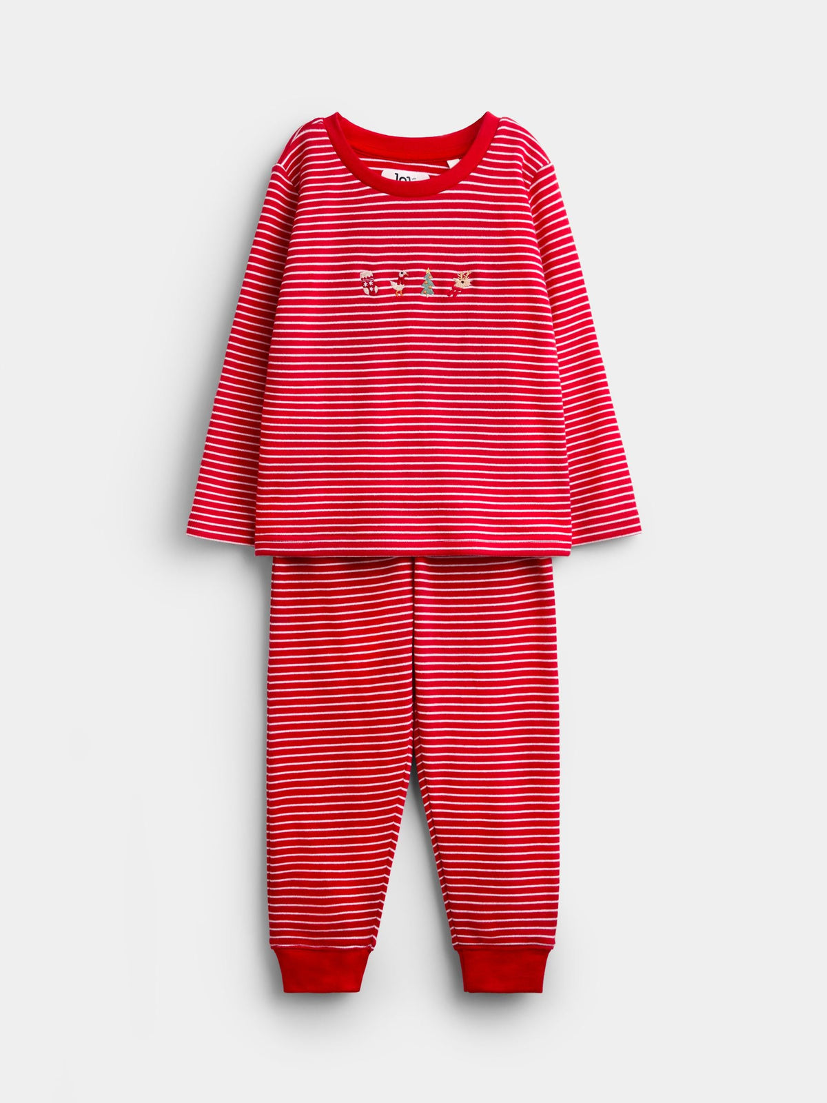 JoJo Maman Bébé Red Stripe Christmas Jersey Pyjamas - image 1