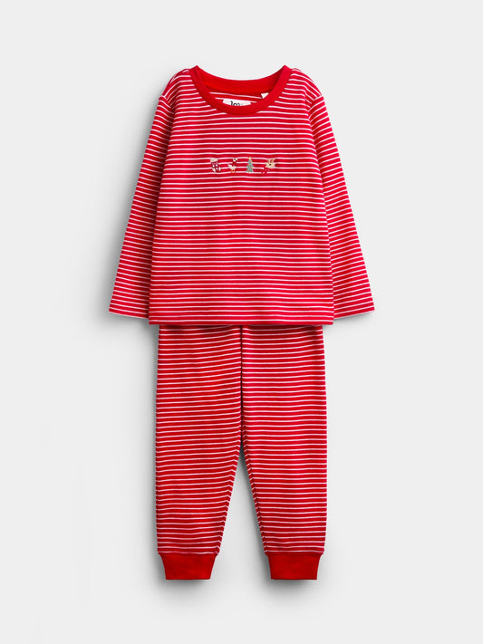 JoJo Maman Bébé Red Stripe Christmas Jersey Pyjamas - image 1