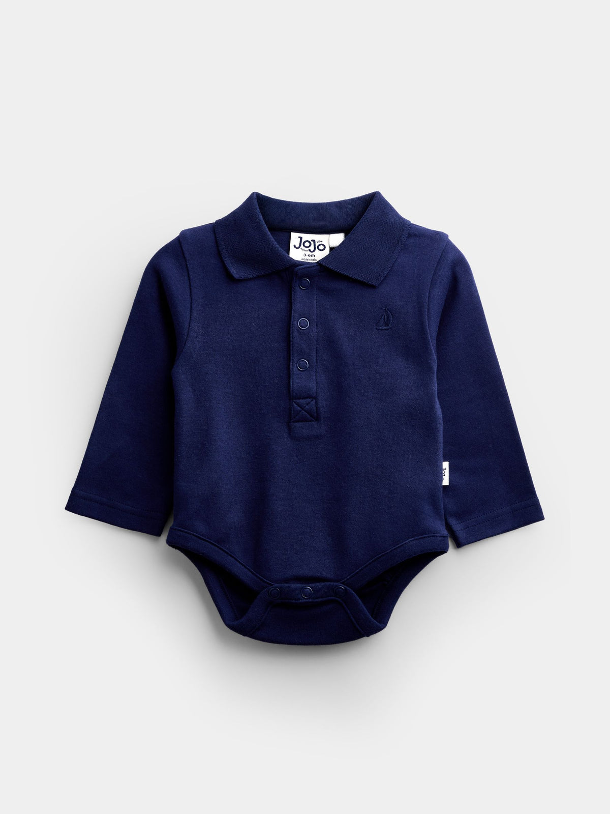 Dsiney Kidz - JoJo Maman Bébé Navy Blue & Cream 2-Pack Plain Polo Bodysuits image 3