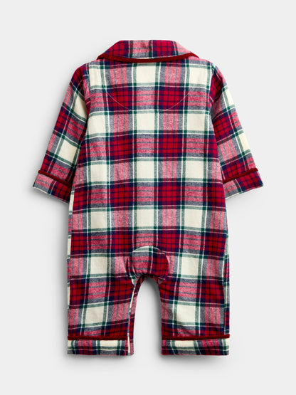 JoJo Maman Bébé Cream Check Woven All-In-One Pyjamas - image 2