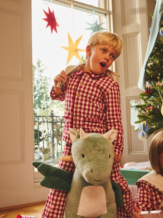 JoJo Maman Bébé Burgundy Gingham Christmas Woven Pyjamas - image 1
