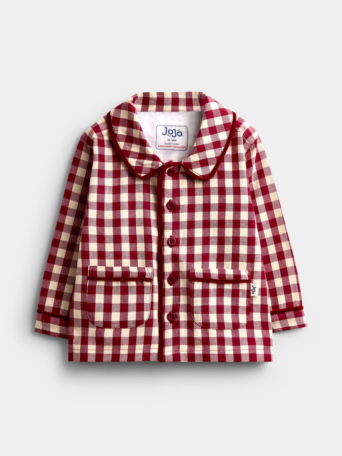 JoJo Maman Bébé Burgundy Gingham Christmas Woven Pyjamas - image 5