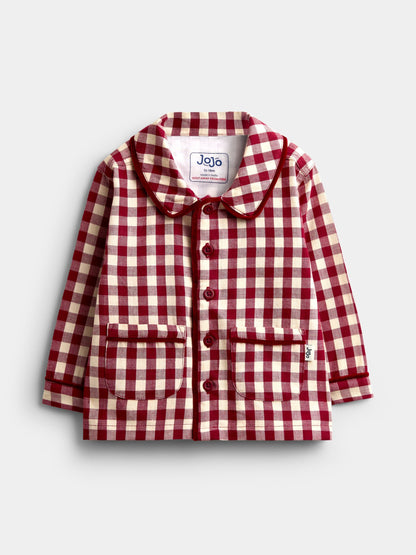JoJo Maman Bébé Burgundy Gingham Christmas Woven Pyjamas - image 5