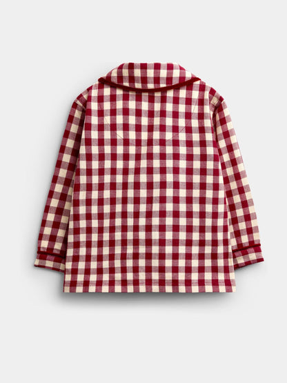 JoJo Maman Bébé Burgundy Gingham Christmas Woven Pyjamas - image 6