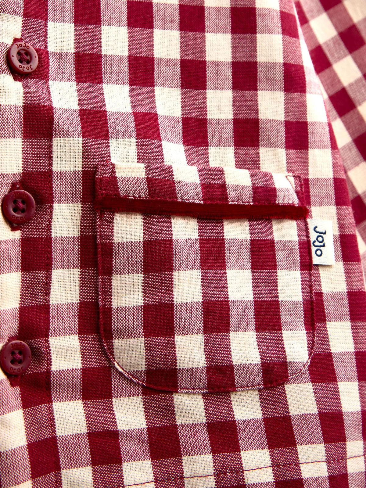 JoJo Maman Bébé Burgundy Gingham Christmas Woven Pyjamas - image 9