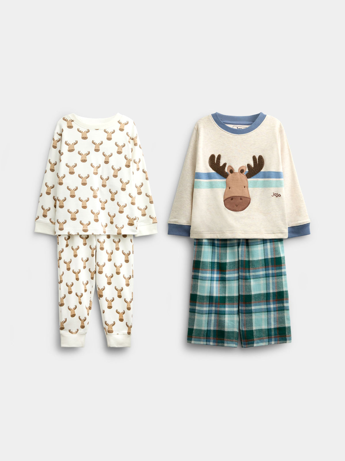 JoJo Maman Bébé Blue Moose 2-Pack Mixed Pyjamas - image 1
