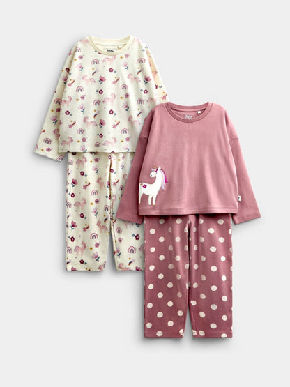 JoJo Maman Bébé Pink Unicorn 2-Pack Jersey Pyjamas - image 1