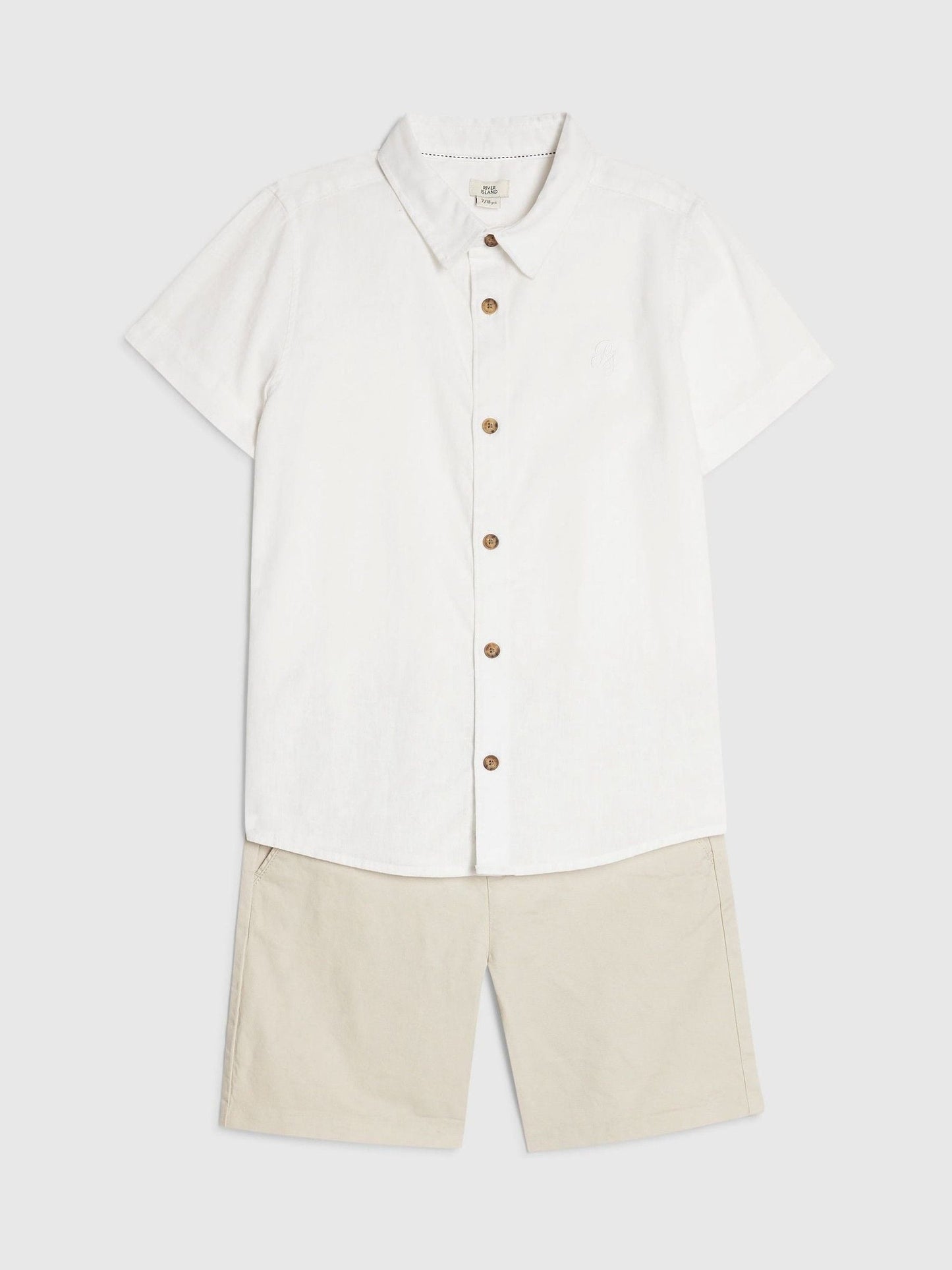 Dsiney Kidz - River Island White Short Sleeve Shirt & Chino Shorts Set image 1
