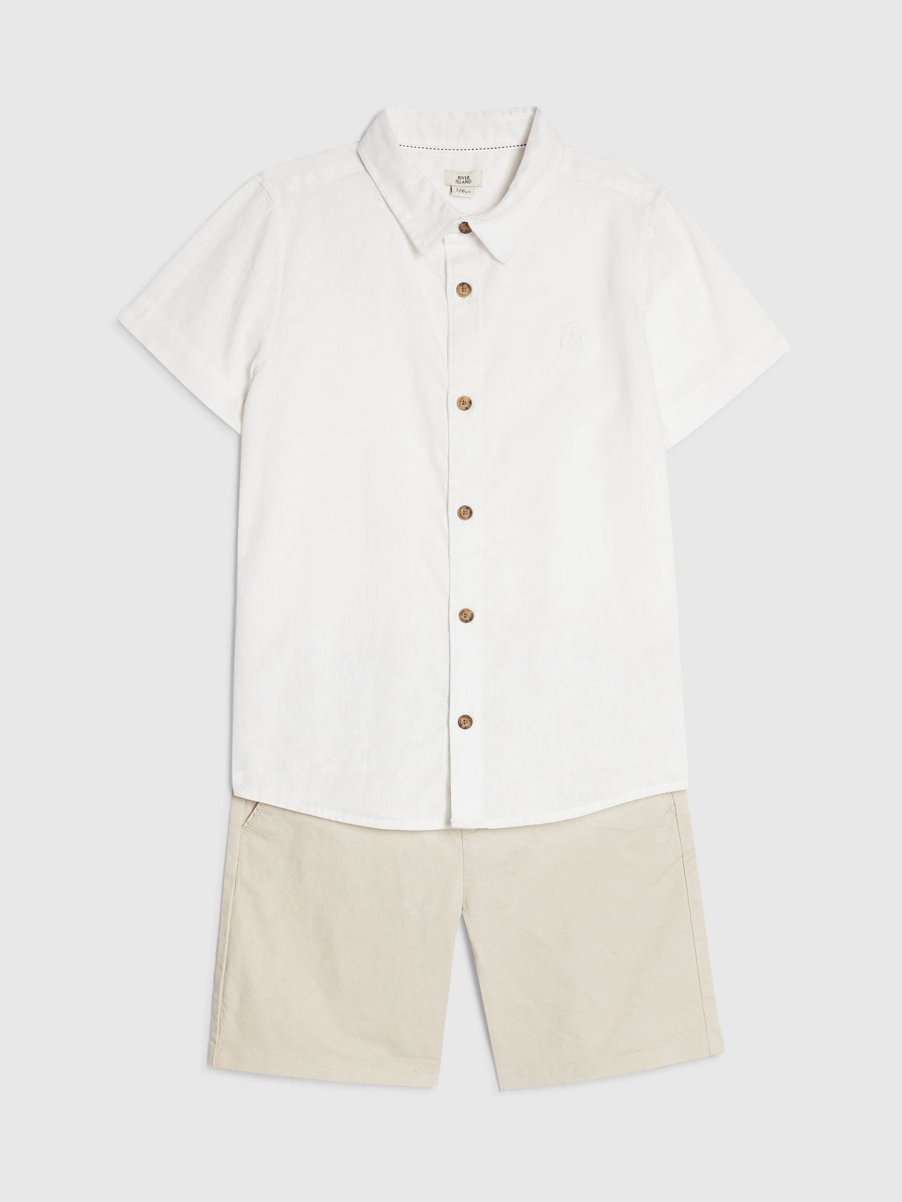 Dsiney Kidz - River Island White Short Sleeve Shirt & Chino Shorts Set image 1