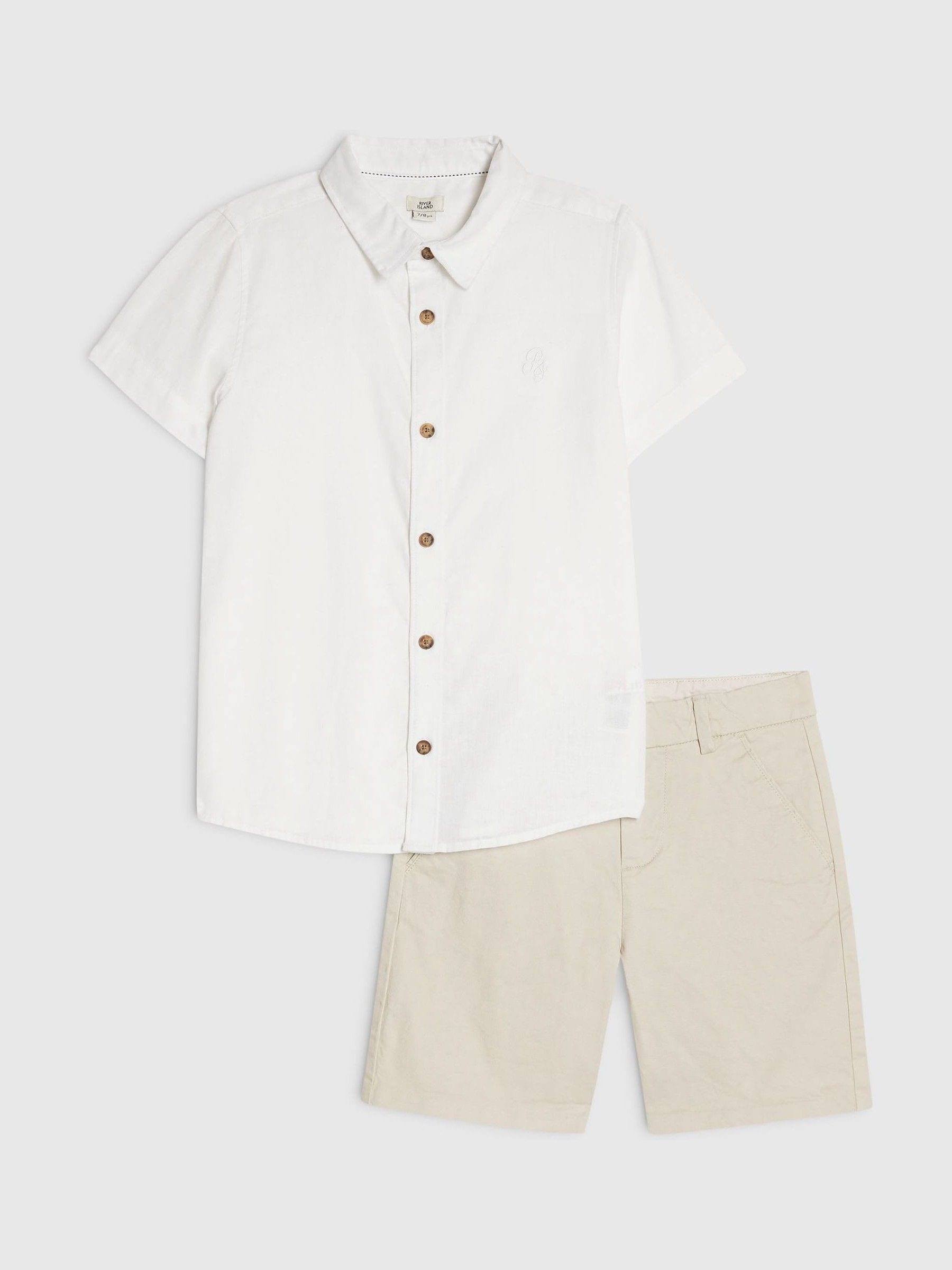 Dsiney Kidz - River Island White Short Sleeve Shirt & Chino Shorts Set image 2