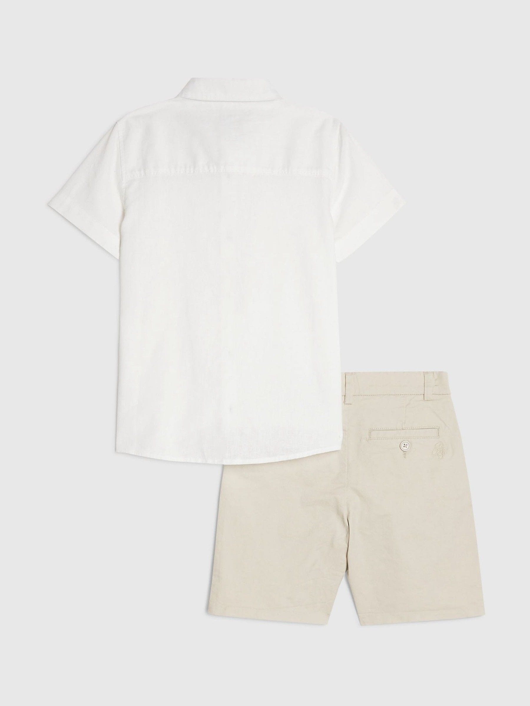 Dsiney Kidz - River Island White Short Sleeve Shirt & Chino Shorts Set image 3
