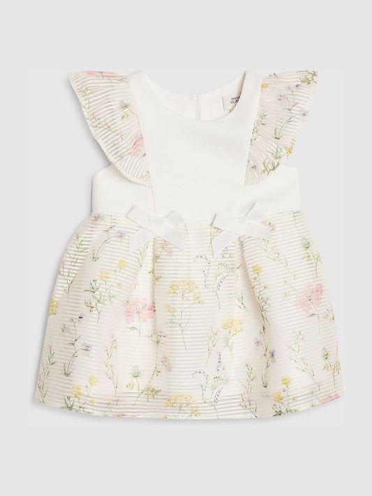 River Island White Floral Burnout Mesh Dress image 1