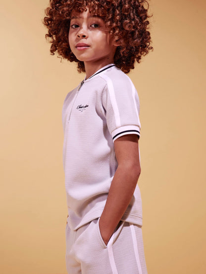 Dsiney Kidz - River Island Grey Slim Fit Baseball Polo & Shorts Set image 2