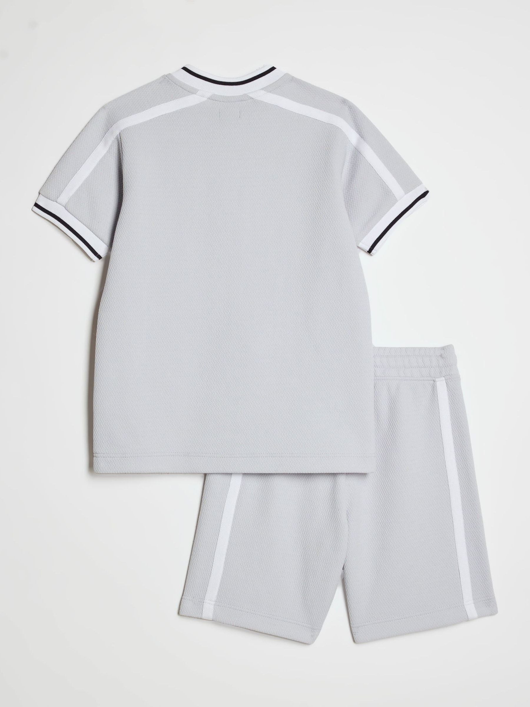 Dsiney Kidz - River Island Grey Slim Fit Baseball Polo & Shorts Set image 5