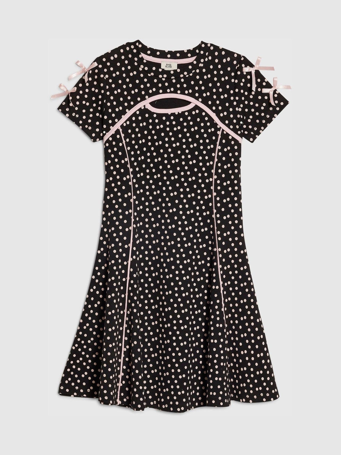 River Island Black Polka Dot Cut Out Dress image 1