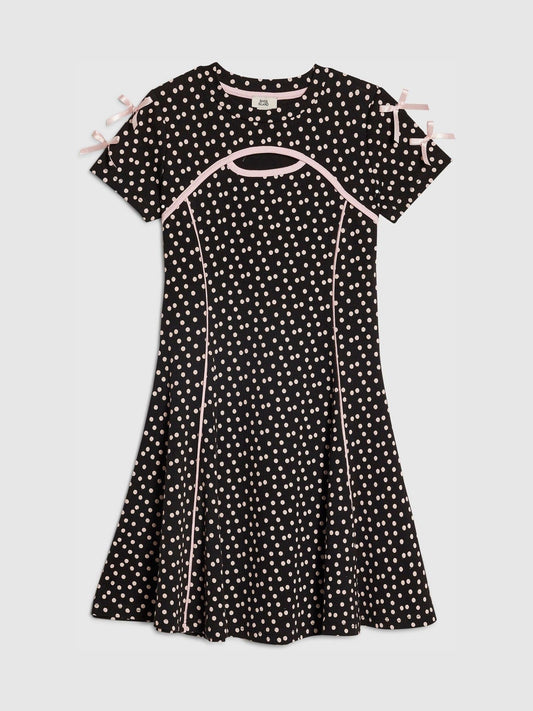 River Island Black Polka Dot Cut Out Dress image 1