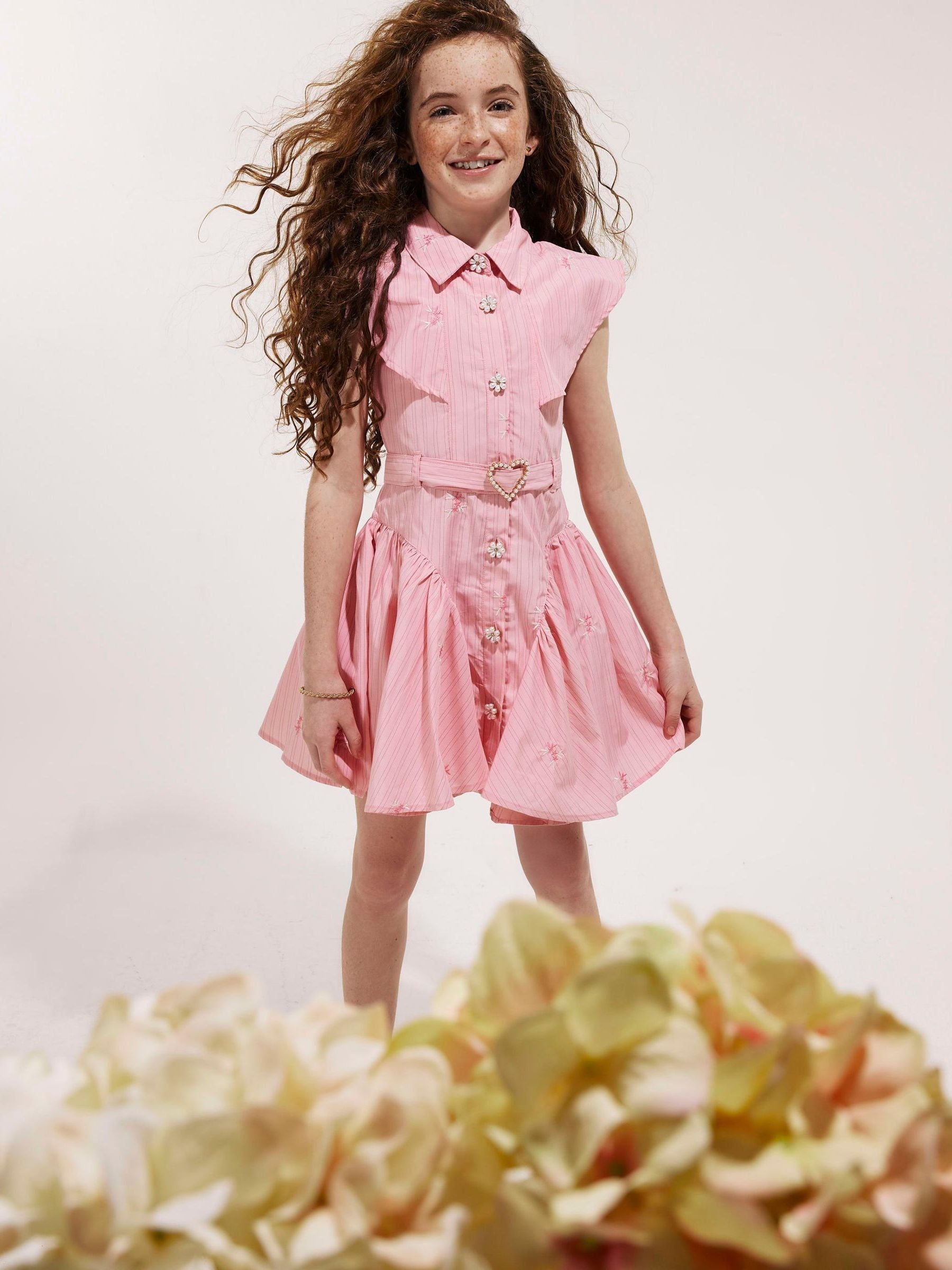 River Island Pink Stripe Prom Dress image 1