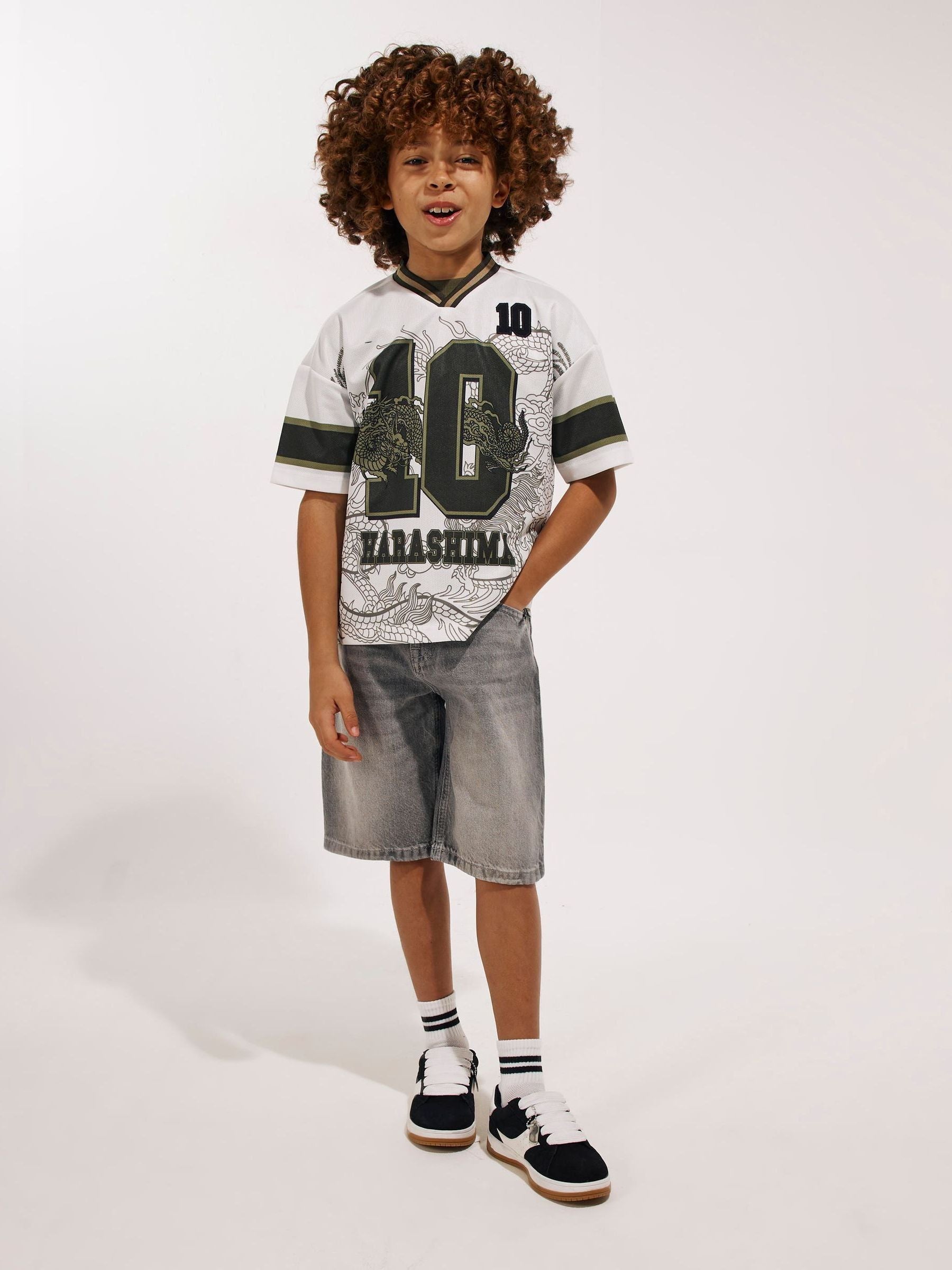 Dsiney Kidz - River Island Grey Washed Denim Jorts Shorts image 1