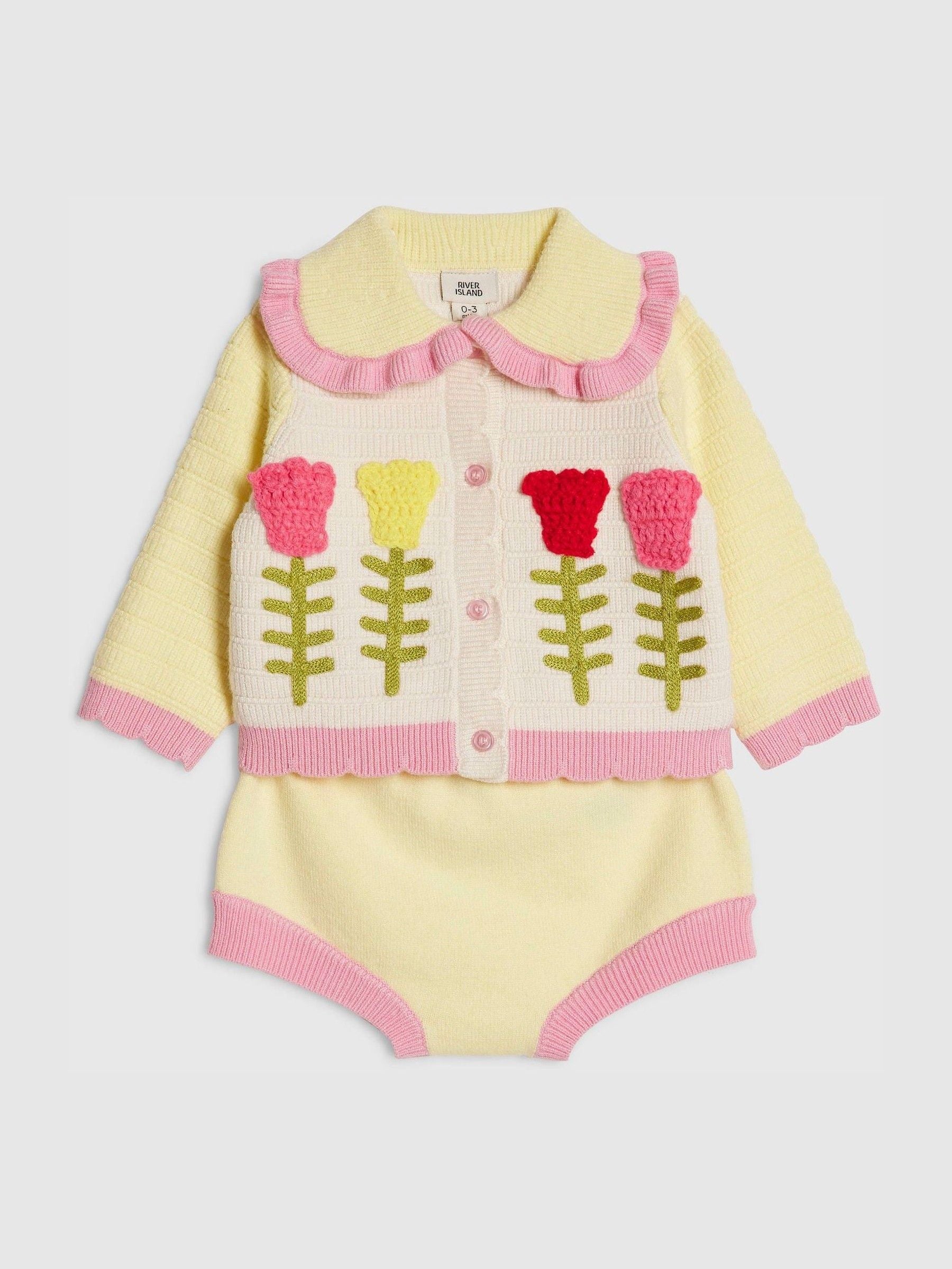 Dsiney Kidz - River Island Yellow Tulip Knitted Bloomer Set image 3