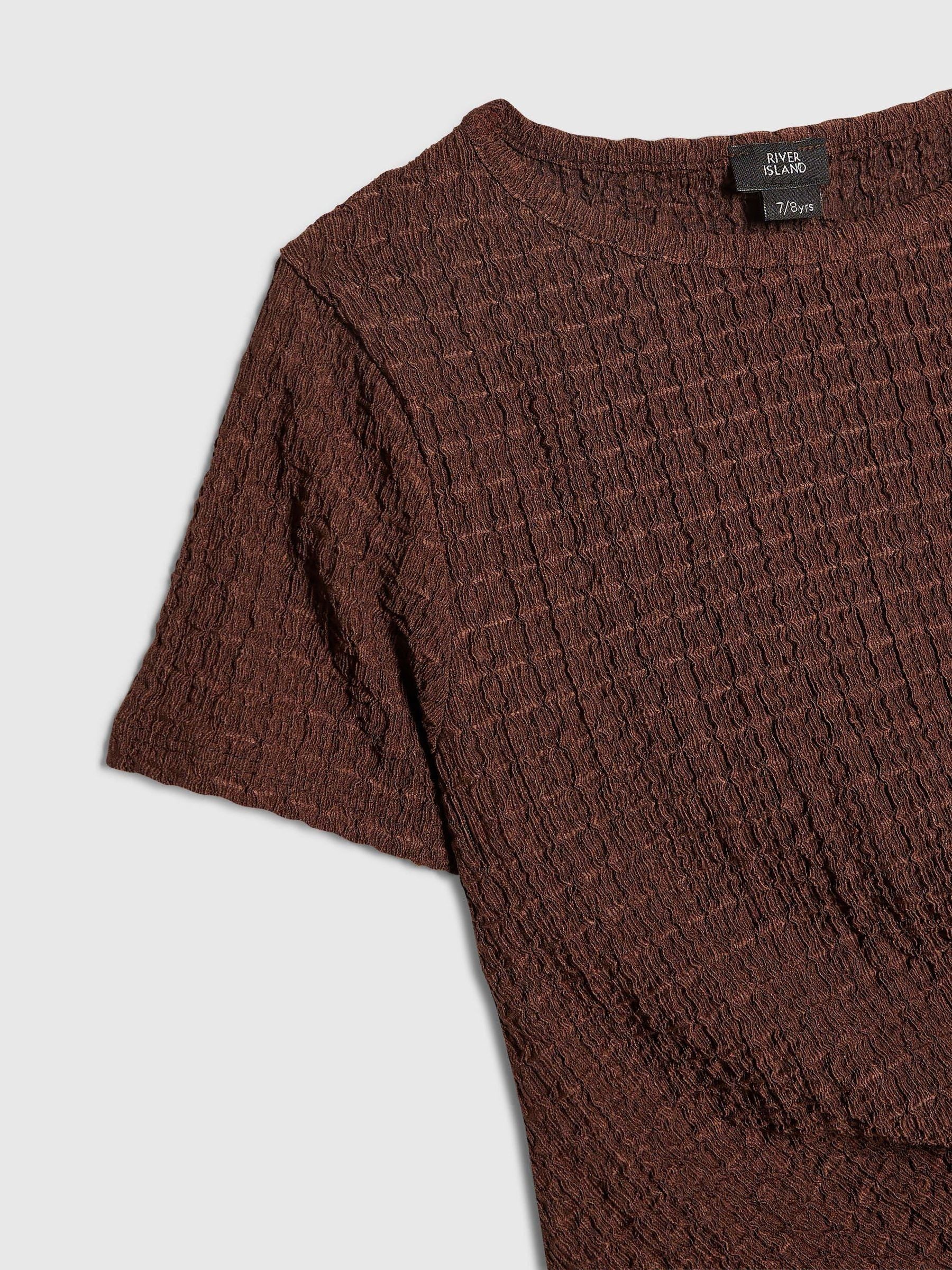 Dsiney Kidz - River Island Brown Textured T-Shirt & Wide Leg Trousers Set image 4