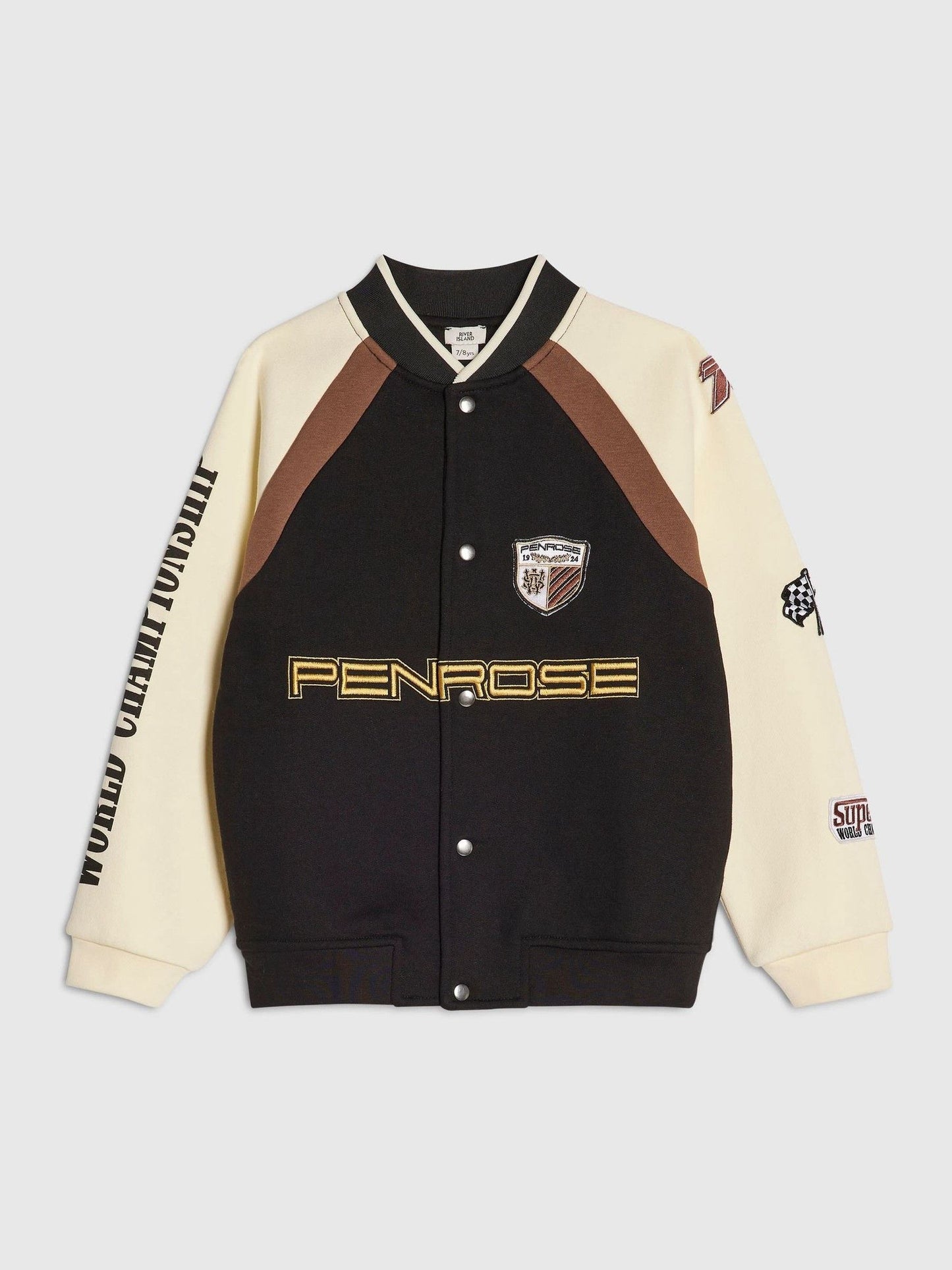 Dsiney Kidz - River Island Black Penrose Badge Bomber Jacket image 1