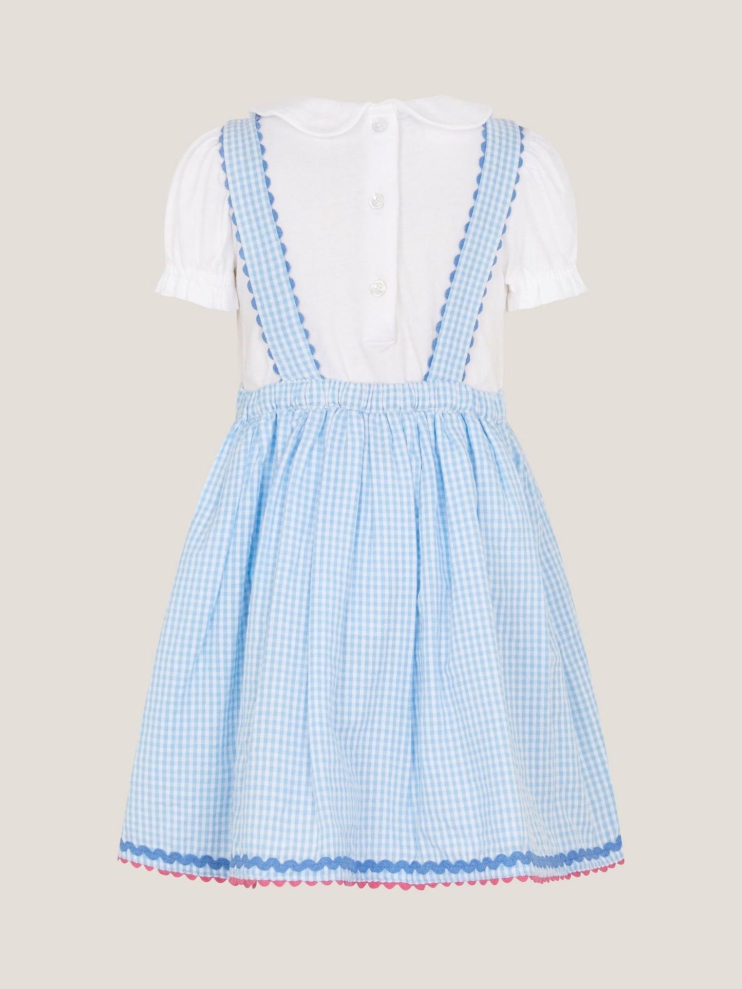 Monsoon Blue Baby Top & Gingham Pinafore Dress Set image 3