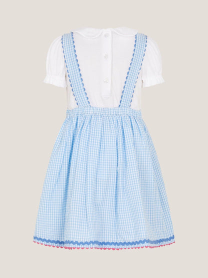 Monsoon Blue Baby Top & Gingham Pinafore Dress Set image 3
