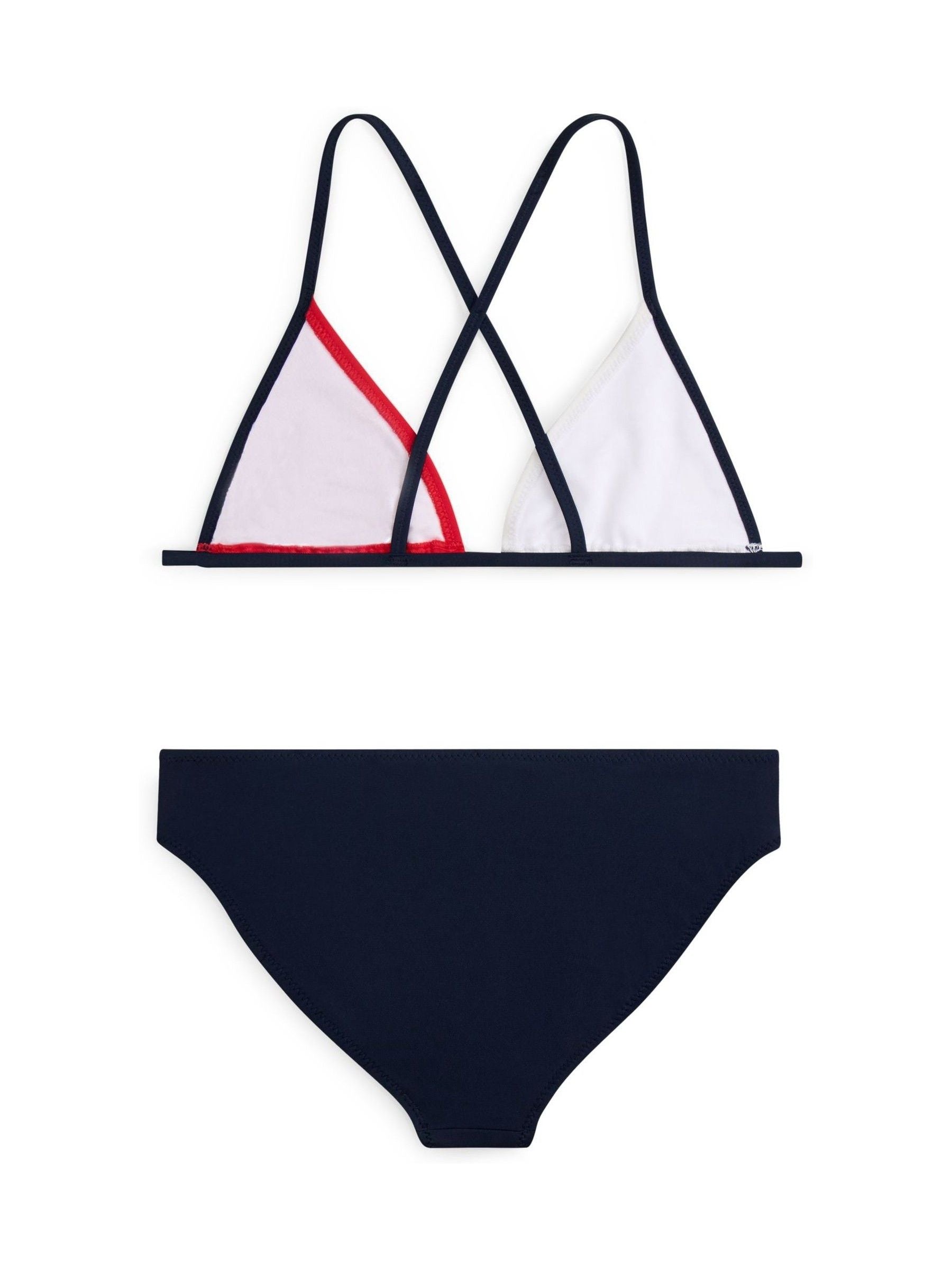 Tommy Hilfiger Blue Classic Colour-Blocked Crossover Triangle Bikini Set image 2