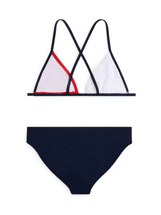 Tommy Hilfiger Blue Classic Colour-Blocked Crossover Triangle Bikini Set image 2