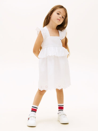 Tommy Hilfiger White Broderie Anglaise Tiered Gathered Dress image 1
