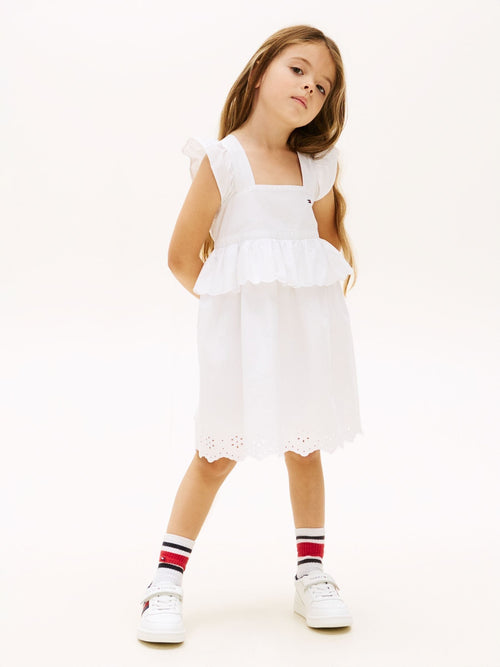 Tommy Hilfiger White Broderie Anglaise Tiered Gathered Dress image 1